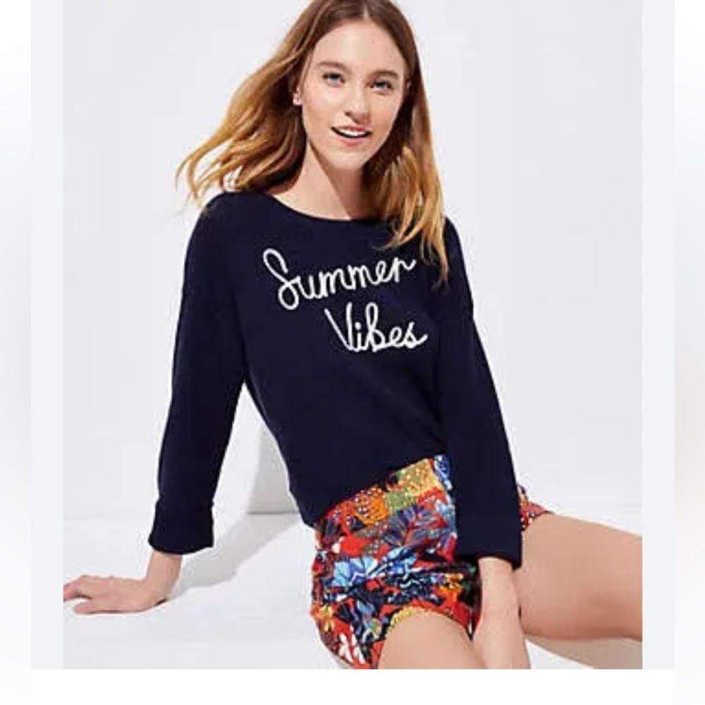 Ann Taylor Loft Summer Vibes Sweater in Navy XS NWOT
